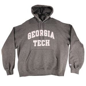 Georgia Tech Pullover Hoodie Sweatshirt sz XL Women Gray‎ Pink Polycotton Pocket